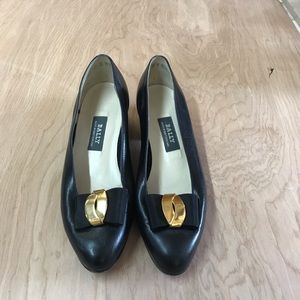 Bally black leather kitten heels